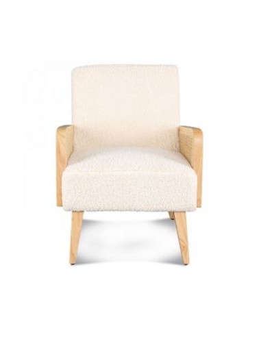 FAUTEUIL CANNAGE & FOURRURE NATUREL en linge