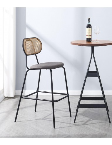 OREBRO - Lot de 2 tabourets de bar en métal et cannage simili noir en stock