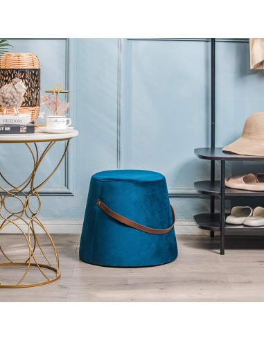 FUJI - Pouf en velours bleu avec corde Profitez des Offres !