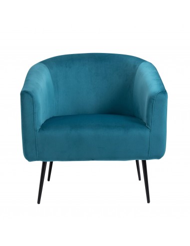 KIRUNA - Fauteuil de salon en métal et velours bleu canard 2024