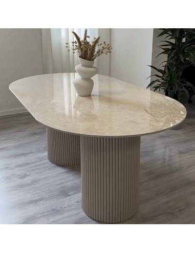 Table à manger oval Marbre créma beige la colonne vertébrale